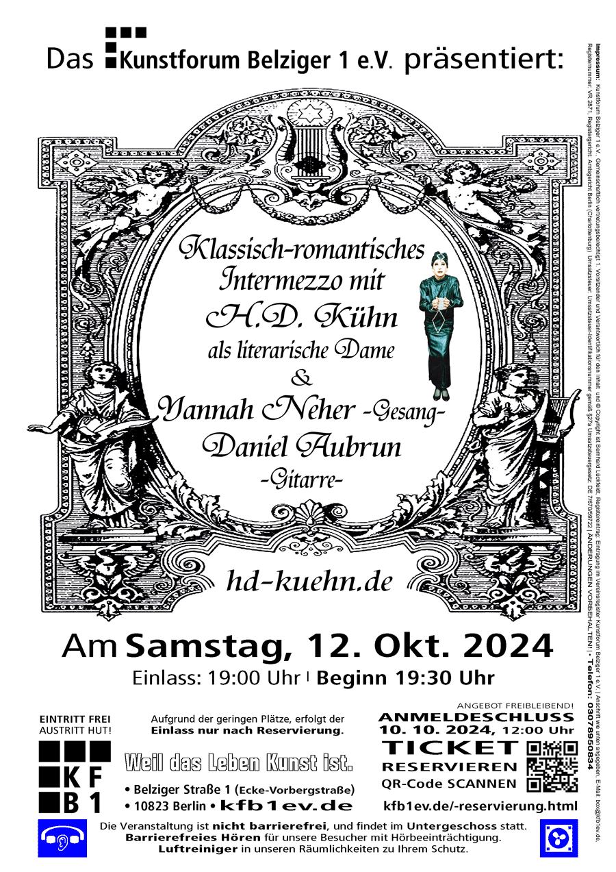 Klassisch-romantisches Intermezzo mit H.D. Kühn als literarische Dame  & Yannah Neher -Gesang-  Daniel Aubrun -Gitarre- 